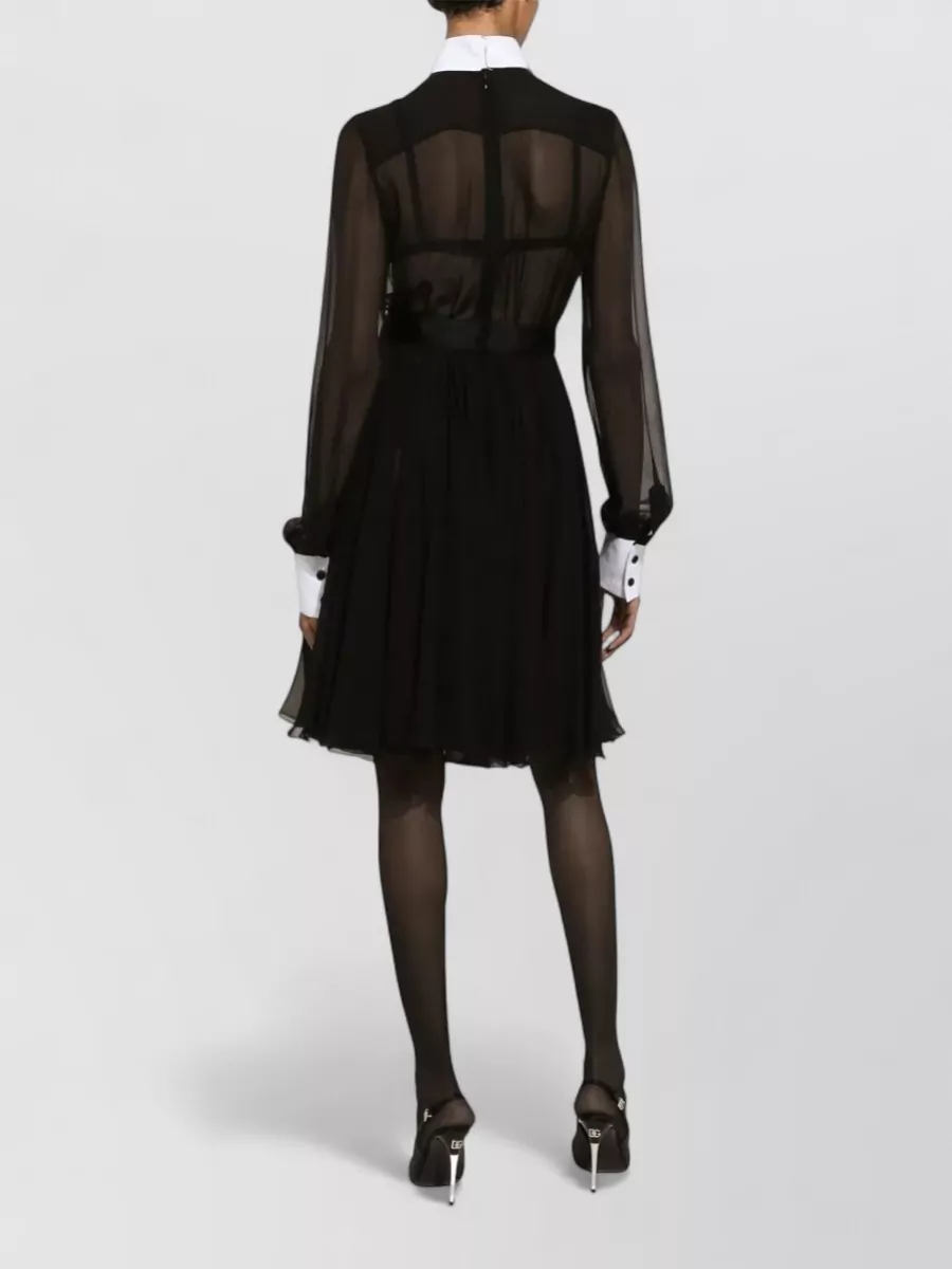 Dolce&Gabbana Bib Shirt Dress Pleated Skirt Bow Waist