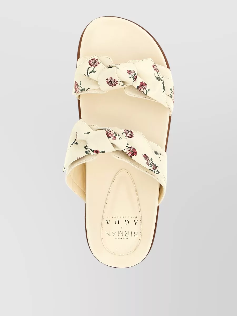 Alexandre Birman Leather Floral-Print Flat Sandals