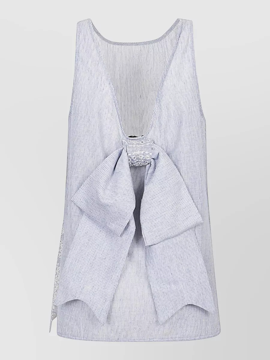 Front Street Striped Embroidered Cotton Blouse