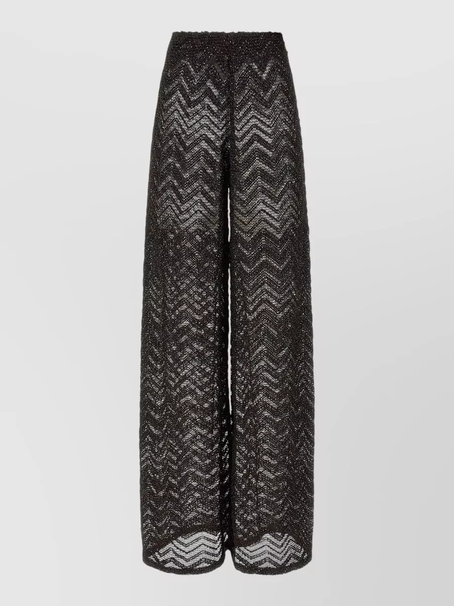 Missoni High-Rise Sequin Zigzag Mesh Wide-Leg Trousers