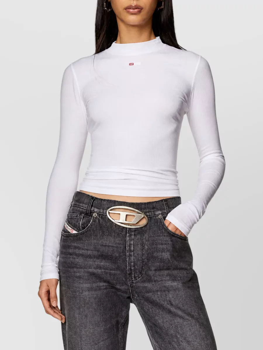 Diesel Ribbed High Neck Long Sleeve Top