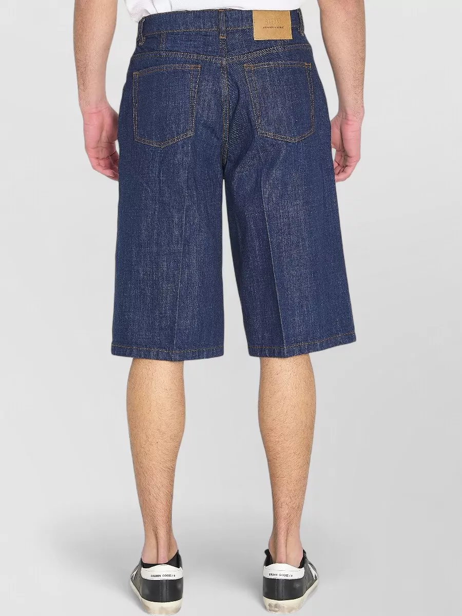 Ami Paris Denim Bermuda Shorts Wide Leg Cut