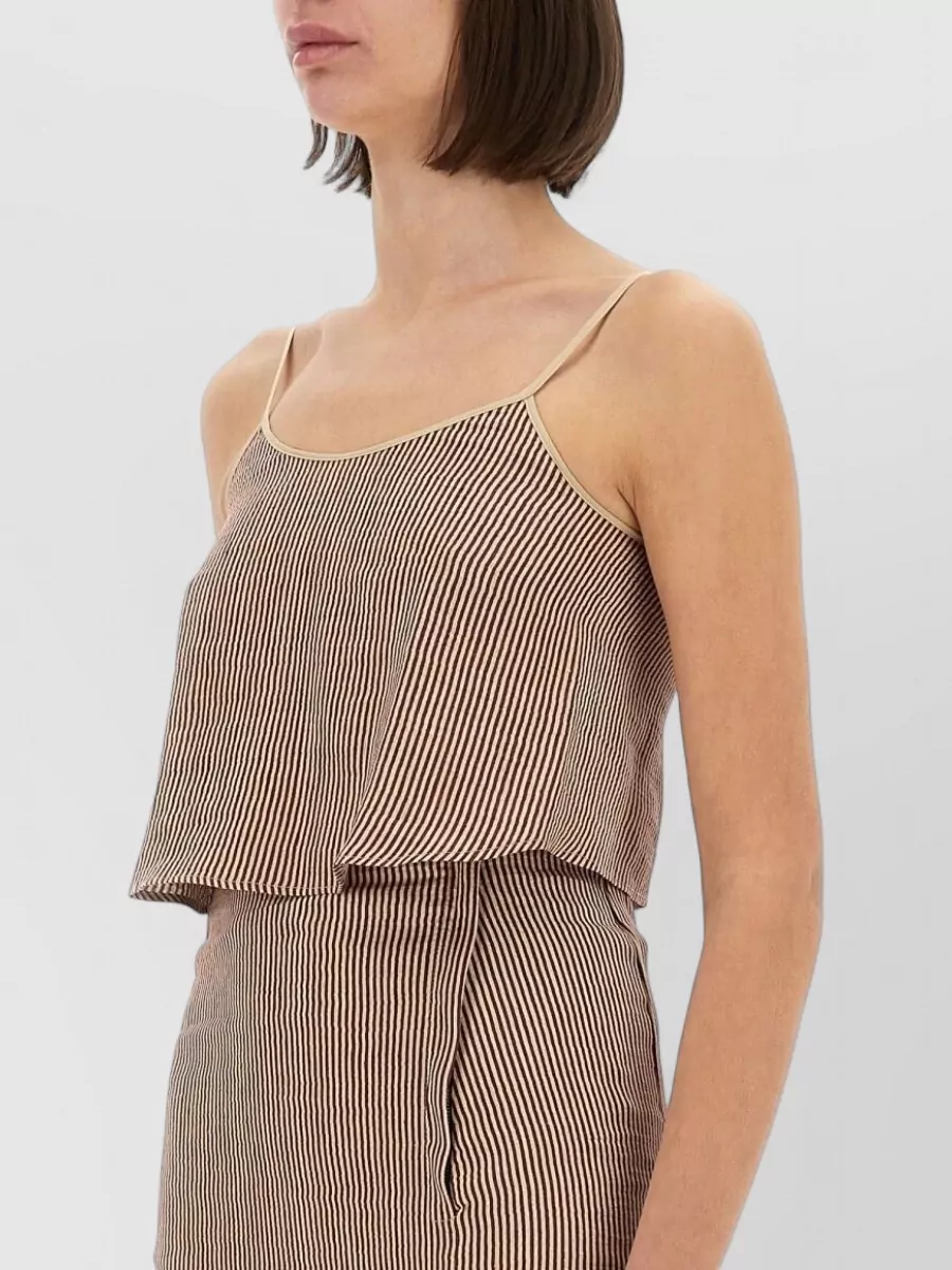 Alysi Silk Micro Stripe Cropped Top