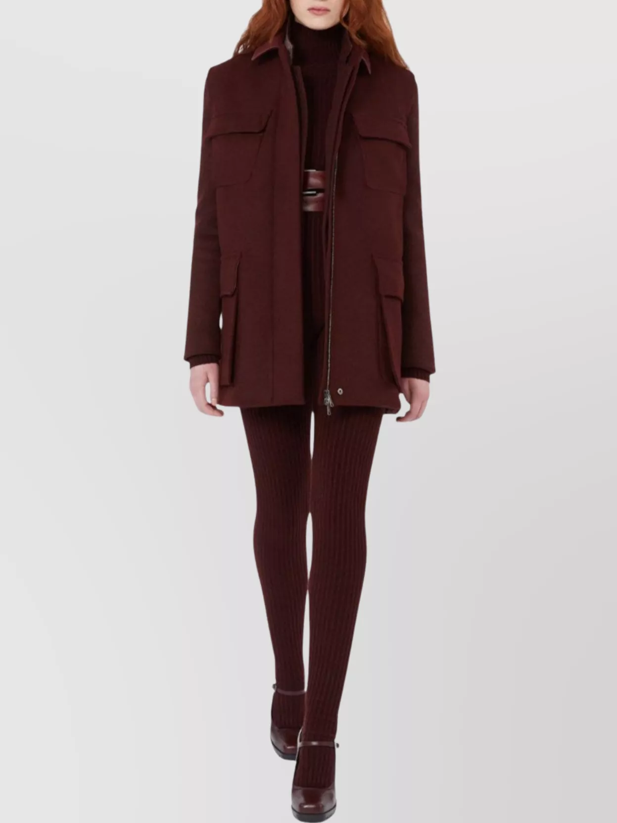 Max Mara Pure Wool Turtleneck Ribbed Knit Top In Brown