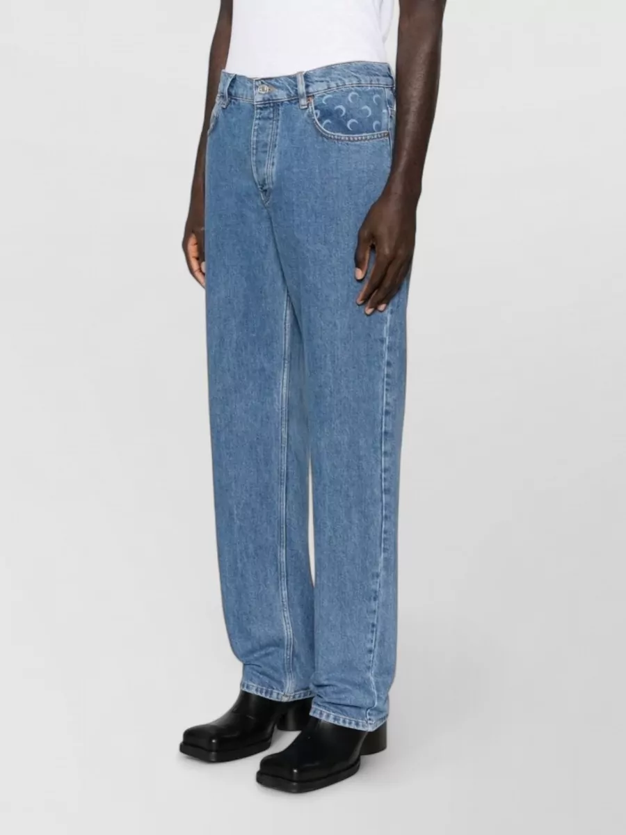Marine Serre Logo Print Straight Leg Denim Jeans