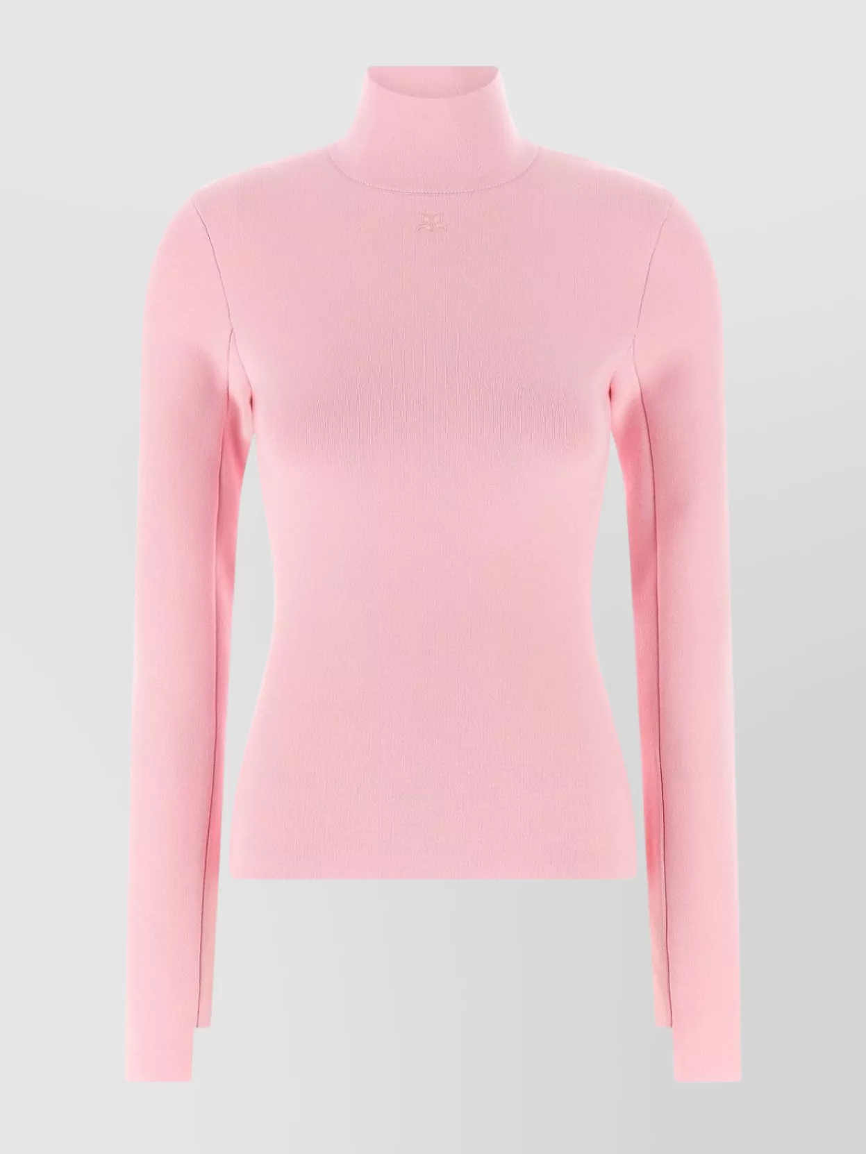 Courrèges Fitted Long Sleeve Mock Neck Sweater In Pink