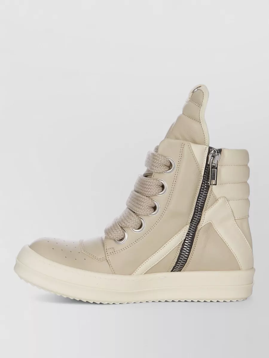 Rick Owens Leather High-Top Sneakers