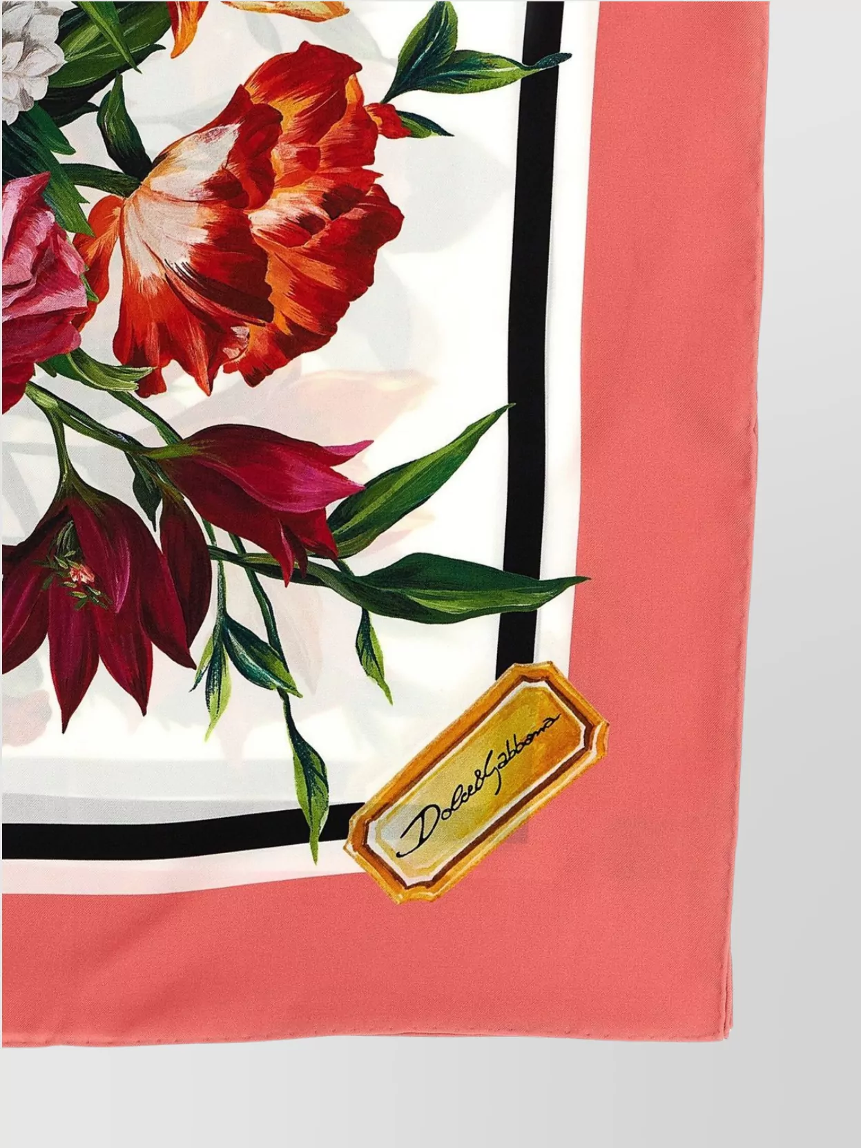 Dolce&Gabbana Square Shape Floral Print Scarf With Rolled Edges