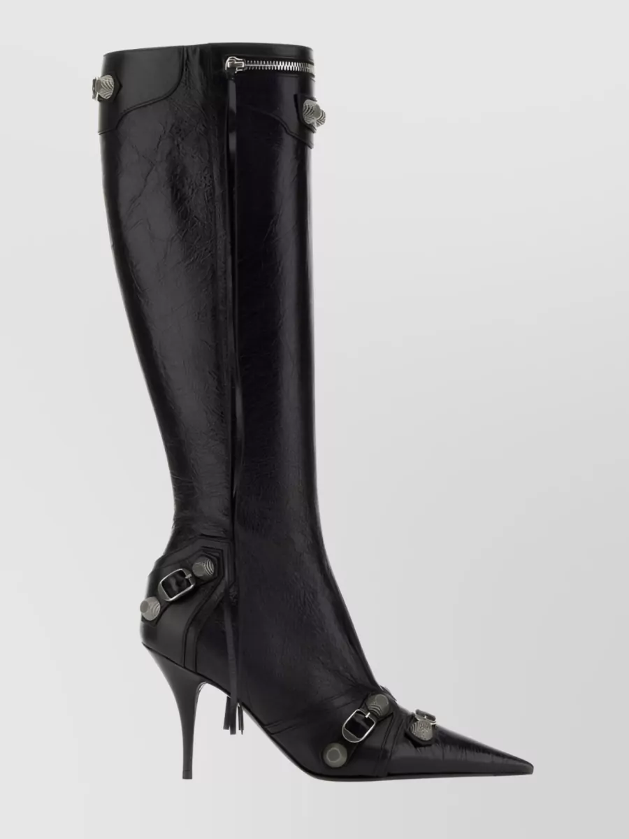 Shop Balenciaga Cagole Zip Stud Boots In Black