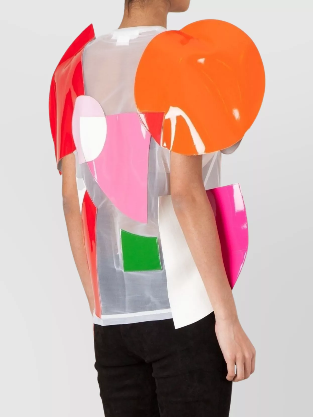 Junya Watanabe Colorful Geometric Patchwork Top With Short Sleeves