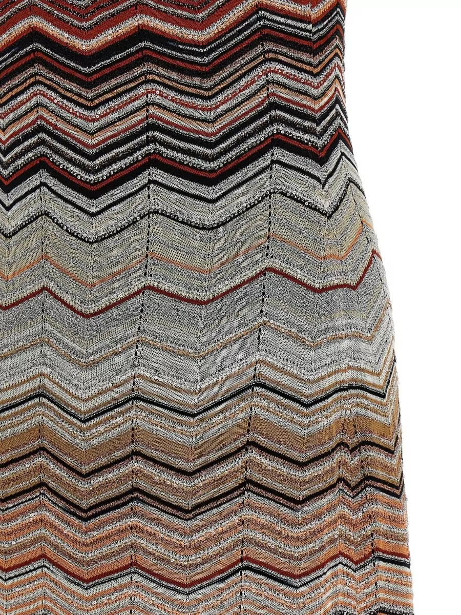 Missoni One Shoulder Knit Maxi Chevron Dress