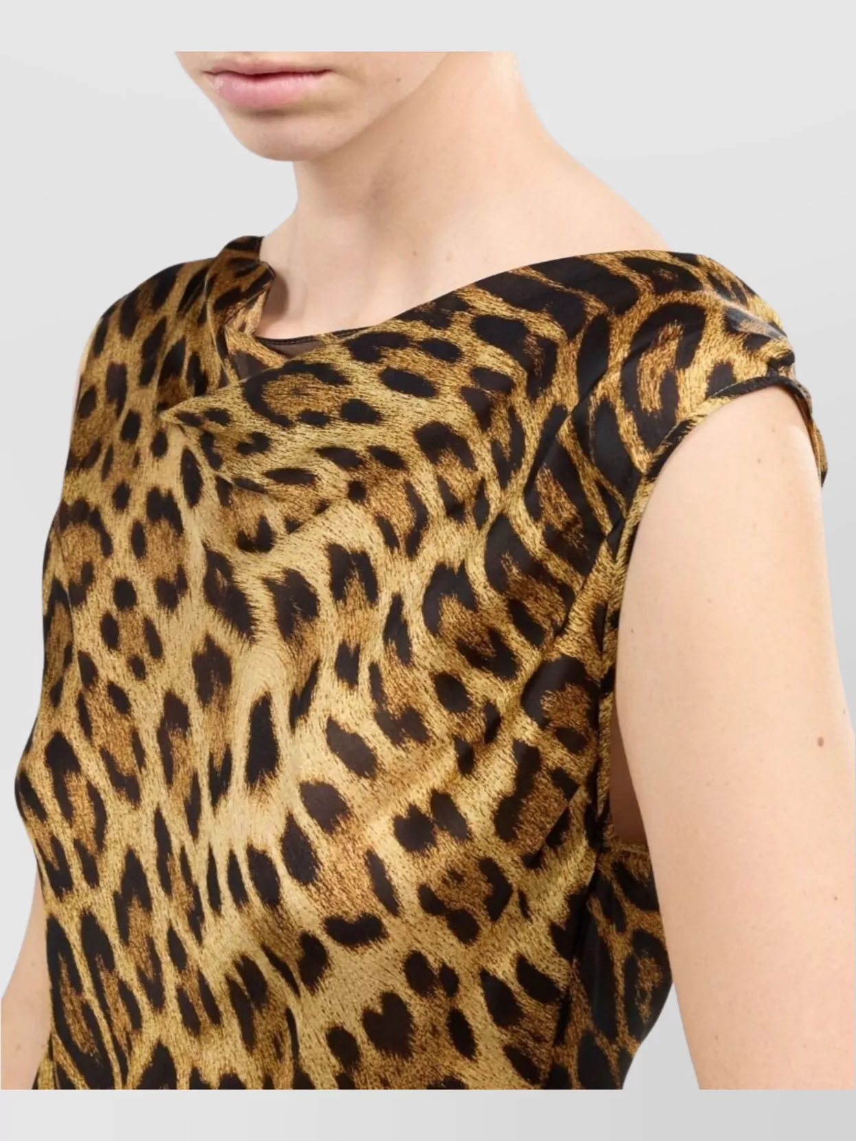 Roberto Cavalli Knee Length Animal Print Draped Neckline Dress