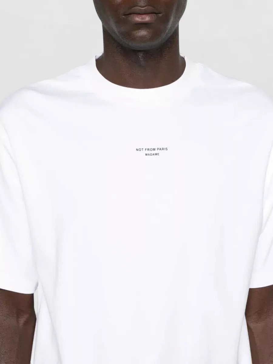 Drôle De Monsieur Slogan Crew Neck Short Sleeve Straight Hem