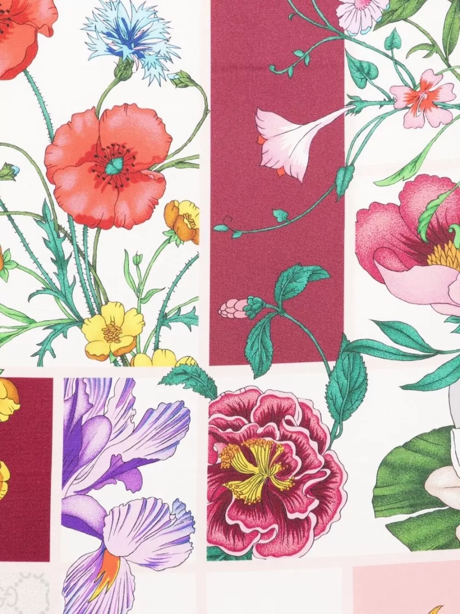 Gucci Silk Scarf Floral Motif Square Design