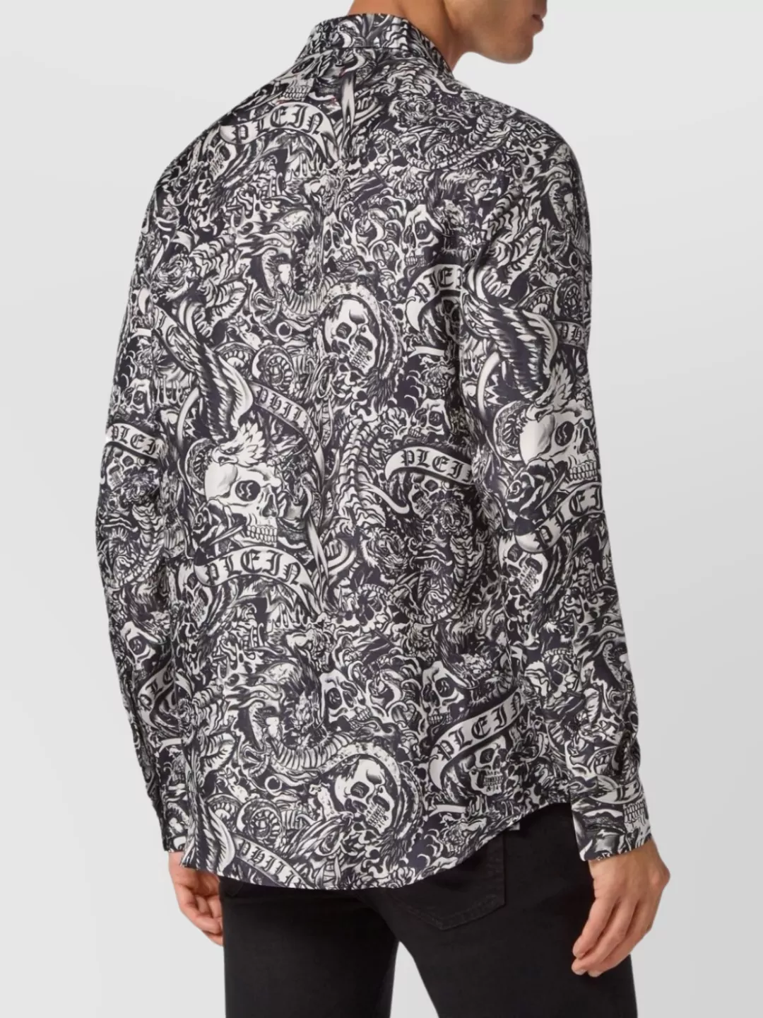 Philipp Plein Long Sleeve Button-Down Collar Printed Shirt