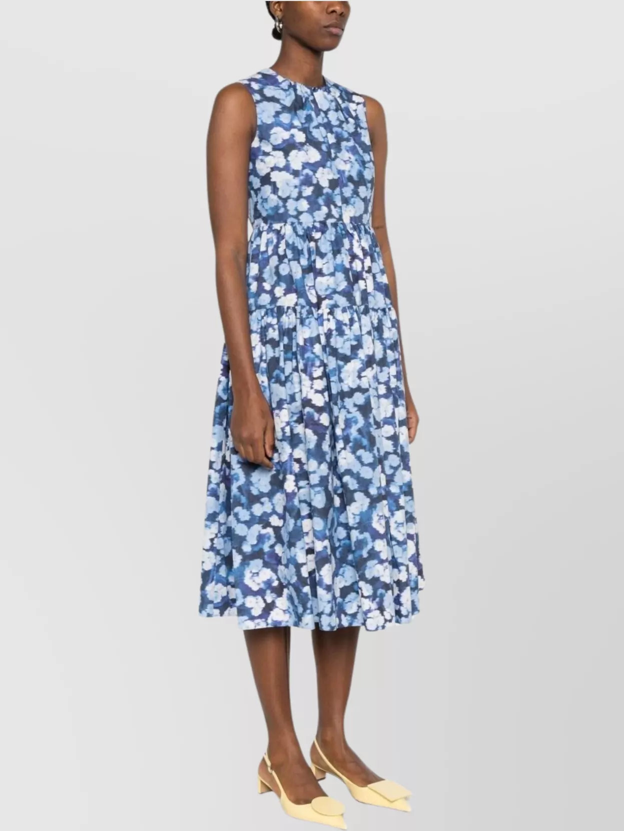 Erdem Cotton Dress With Keyhole Neck And Floral Pattern