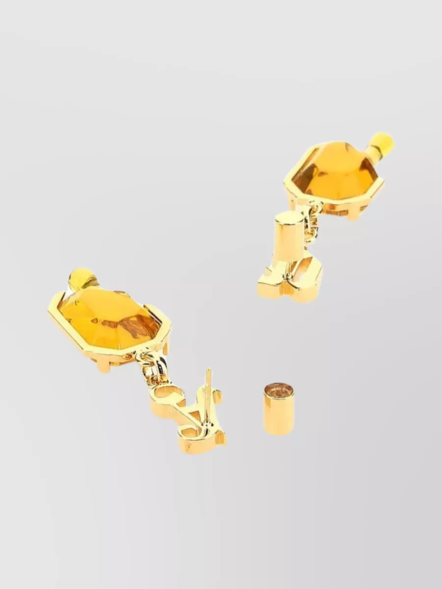 Shop Palm Angels Dangling Gemstone Drop Earrings In Yellow