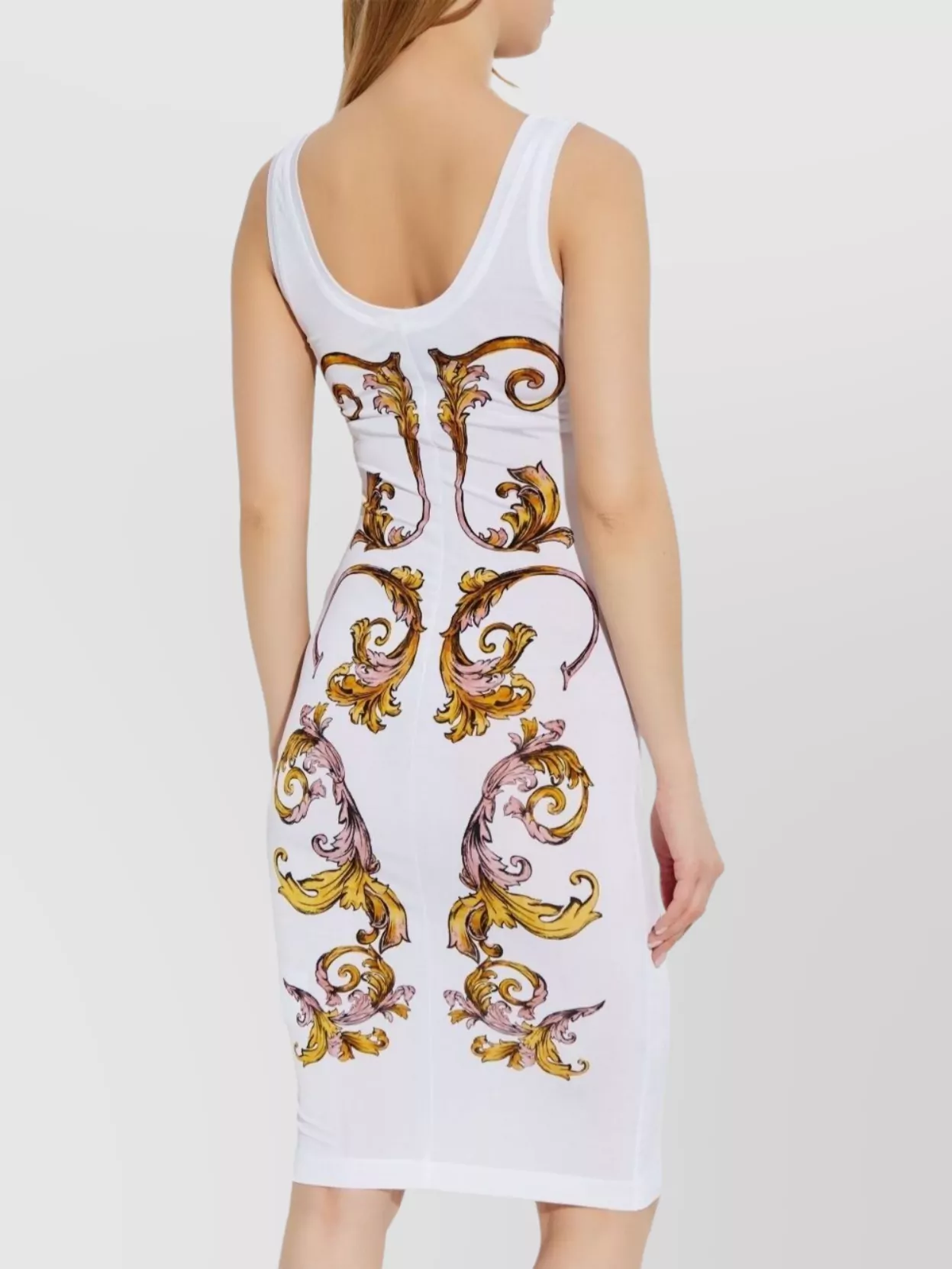 Versace Jeans Couture Sleeveless Knee-Length Dress Ornate Print