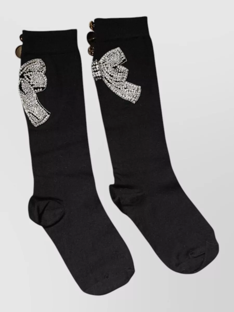 Dolce&Gabbana virgin wool crystal embellished knee-high socks
