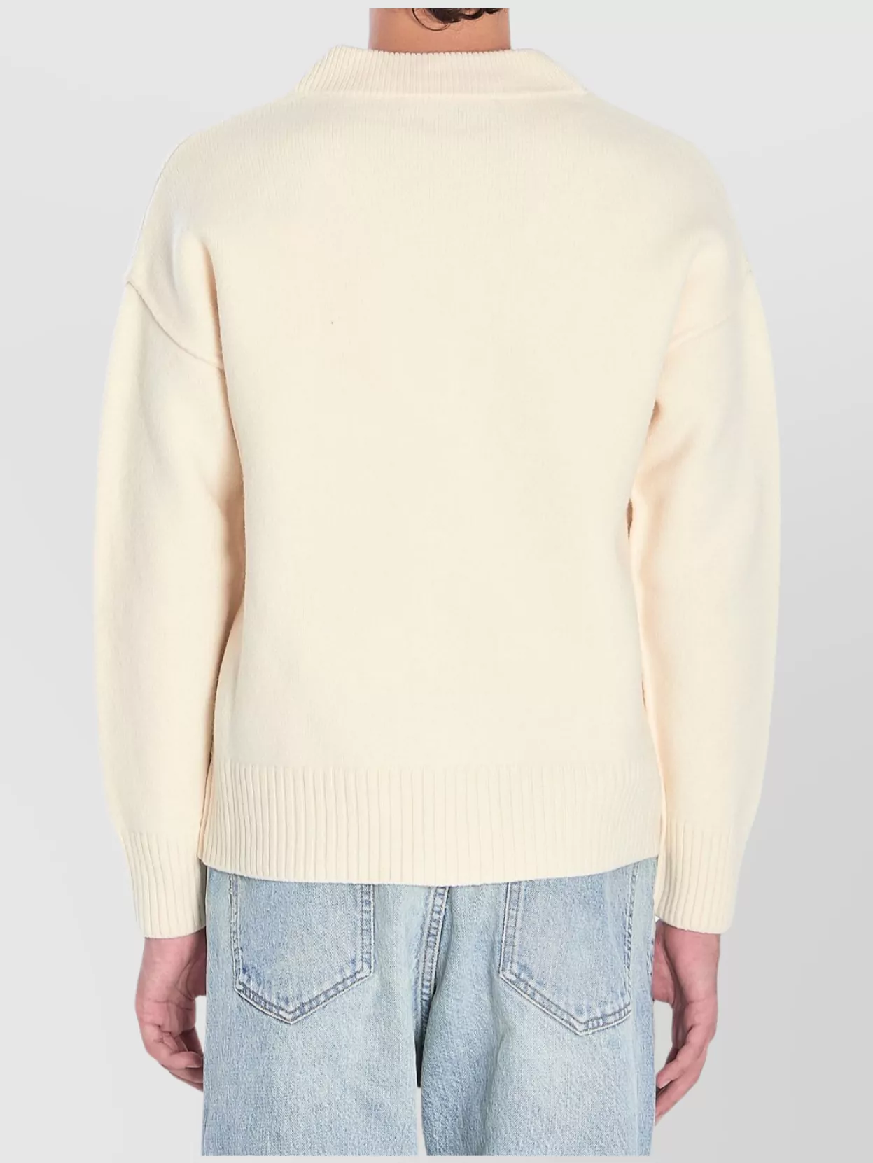 Ami Paris Virgin Wool Ribbed Oversized Cardigan