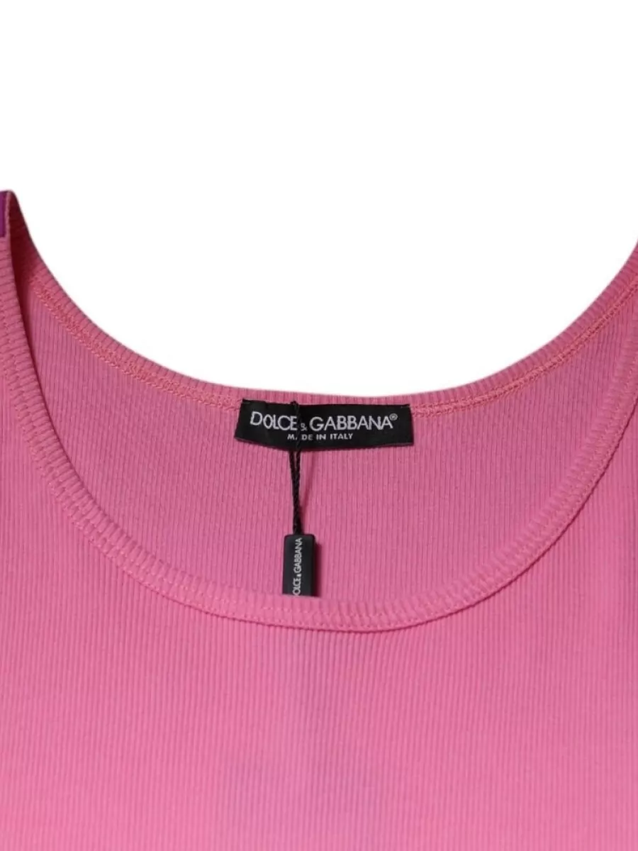 Dolce&Gabbana Ribbed Cotton Round Neck Sleeveless T-Shirt
