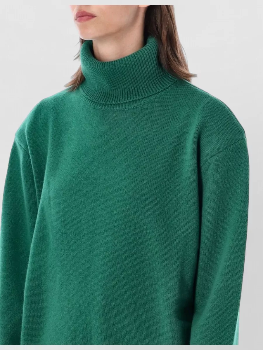 The Frankie Shop Cashmere Wool Relaxed Fit Padded Shoulder Ribbed Turtleneck Sweatshirt
