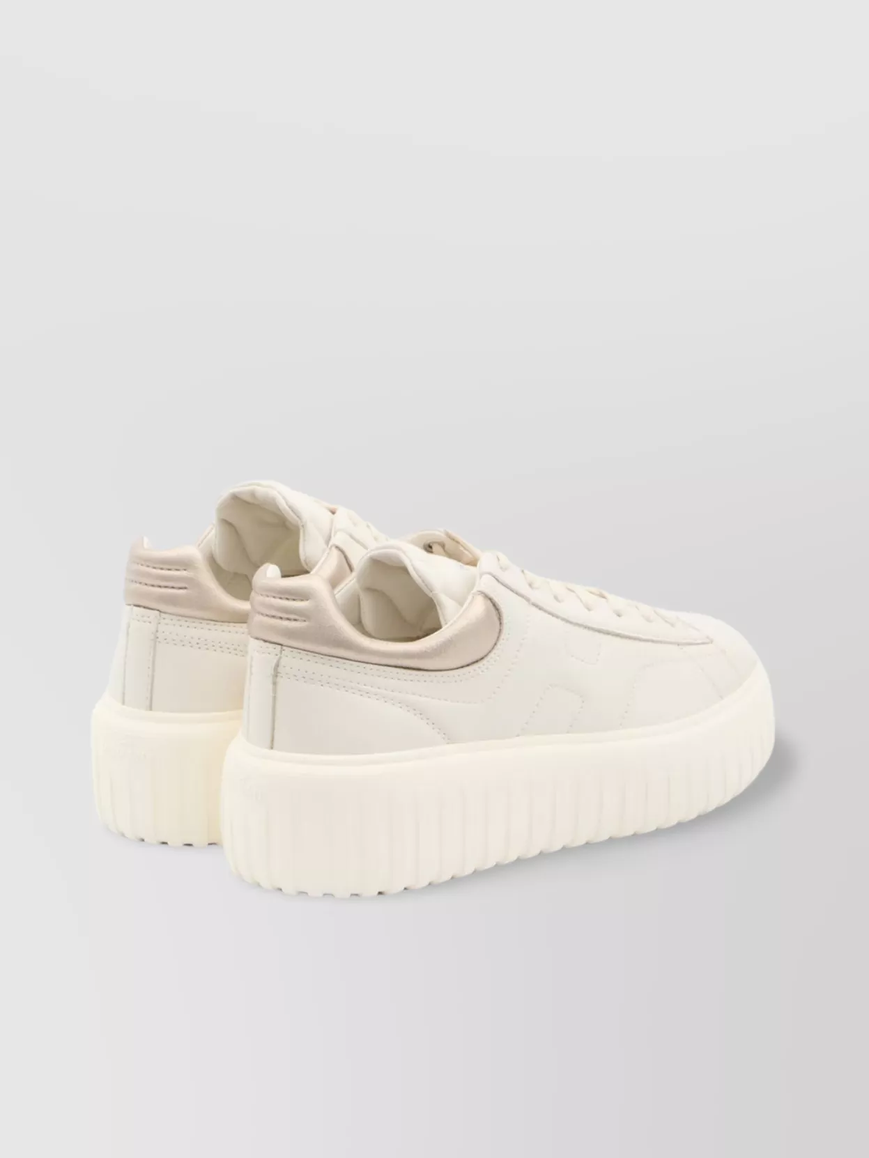 Hogan H Striped Sneakers Gold Heel In White