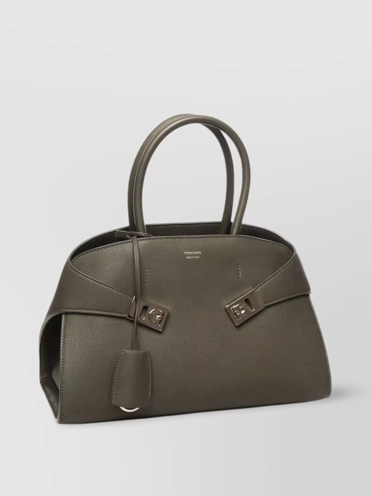 Ferragamo Calfskin Handbag With Gancini Buckles