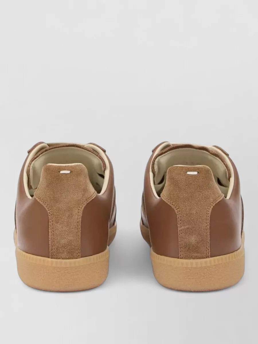 Maison Margiela Leather Sneakers Contrast Stitching Rubber Sole