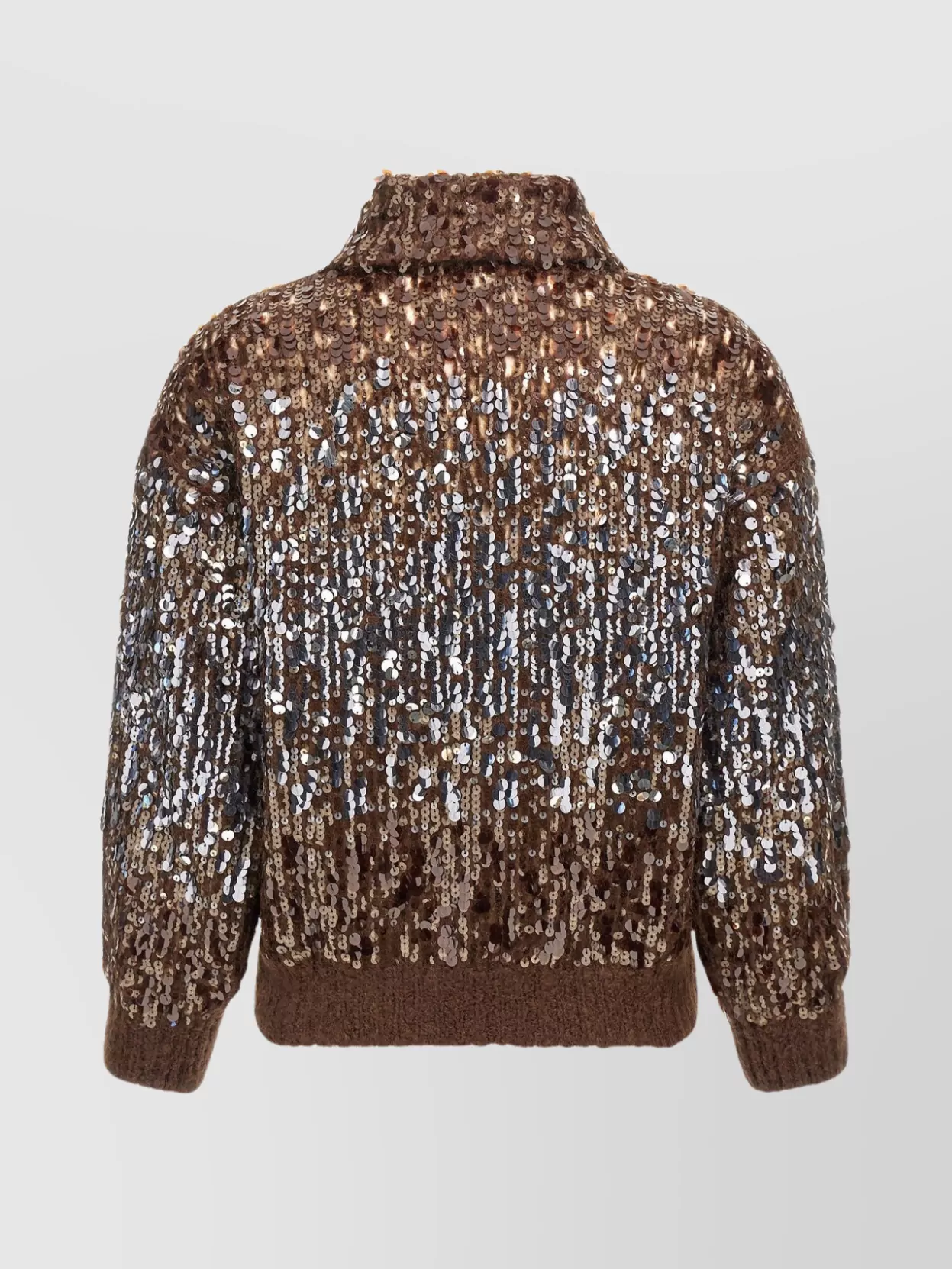 Brunello Cucinelli Sparkling Ombre Embroidery Cardigan In Brown