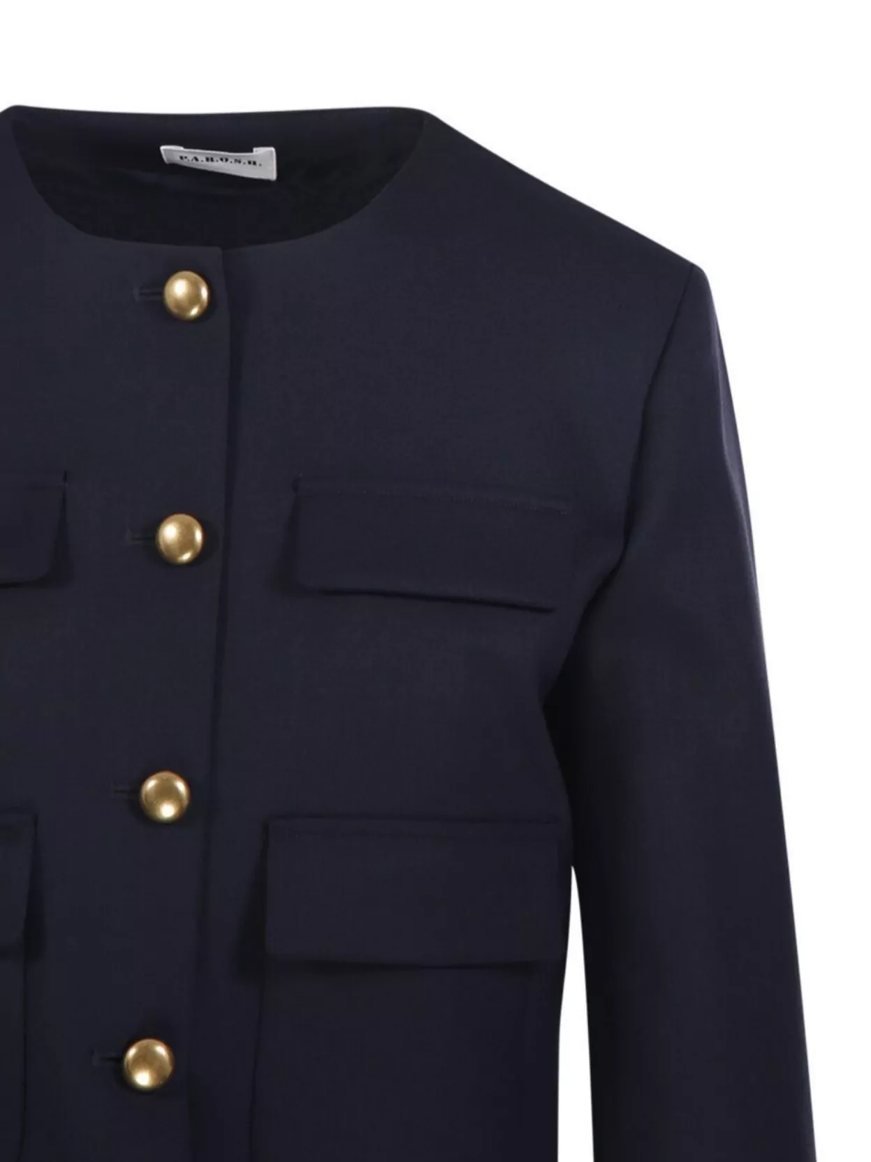 Parosh Cropped Jacket With Gold Buttons And Pockets