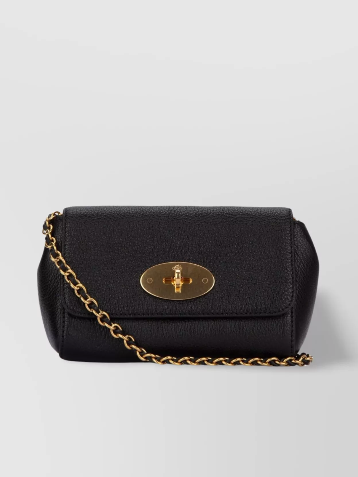 Shop Mulberry Leather Chain Strap Handbag In Black