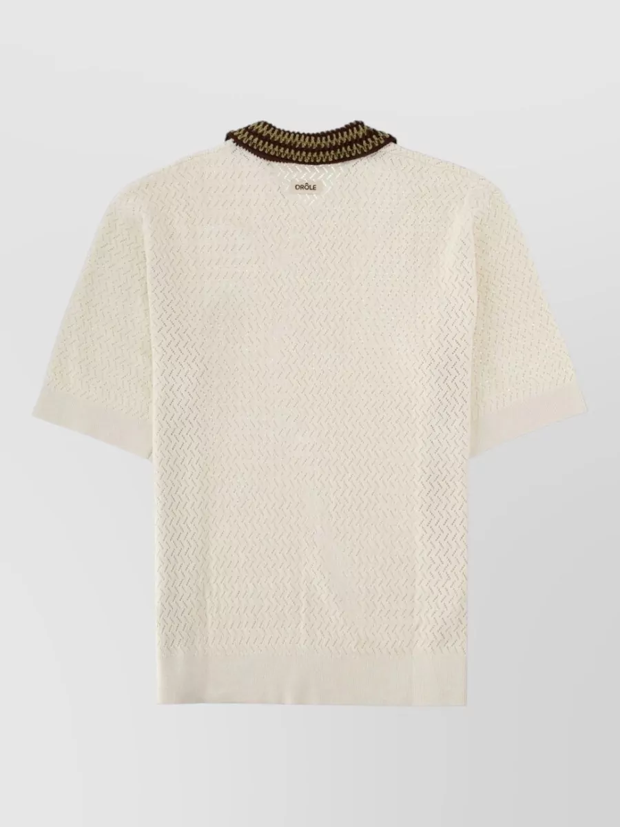 Drôle De Monsieur Open-Knit Cotton Polo Shirt