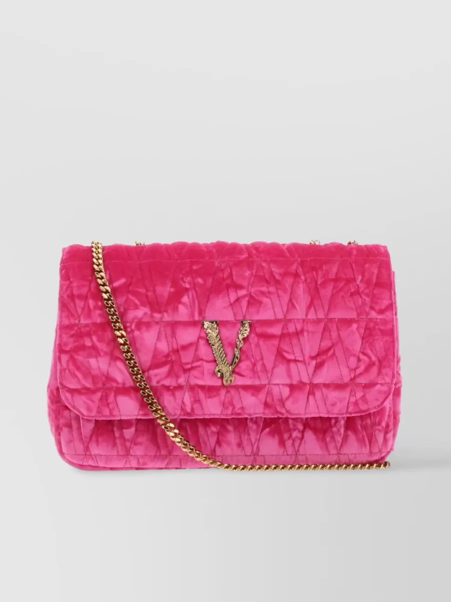 Shop Versace Virtus Luxe Velvet Bag In Pink