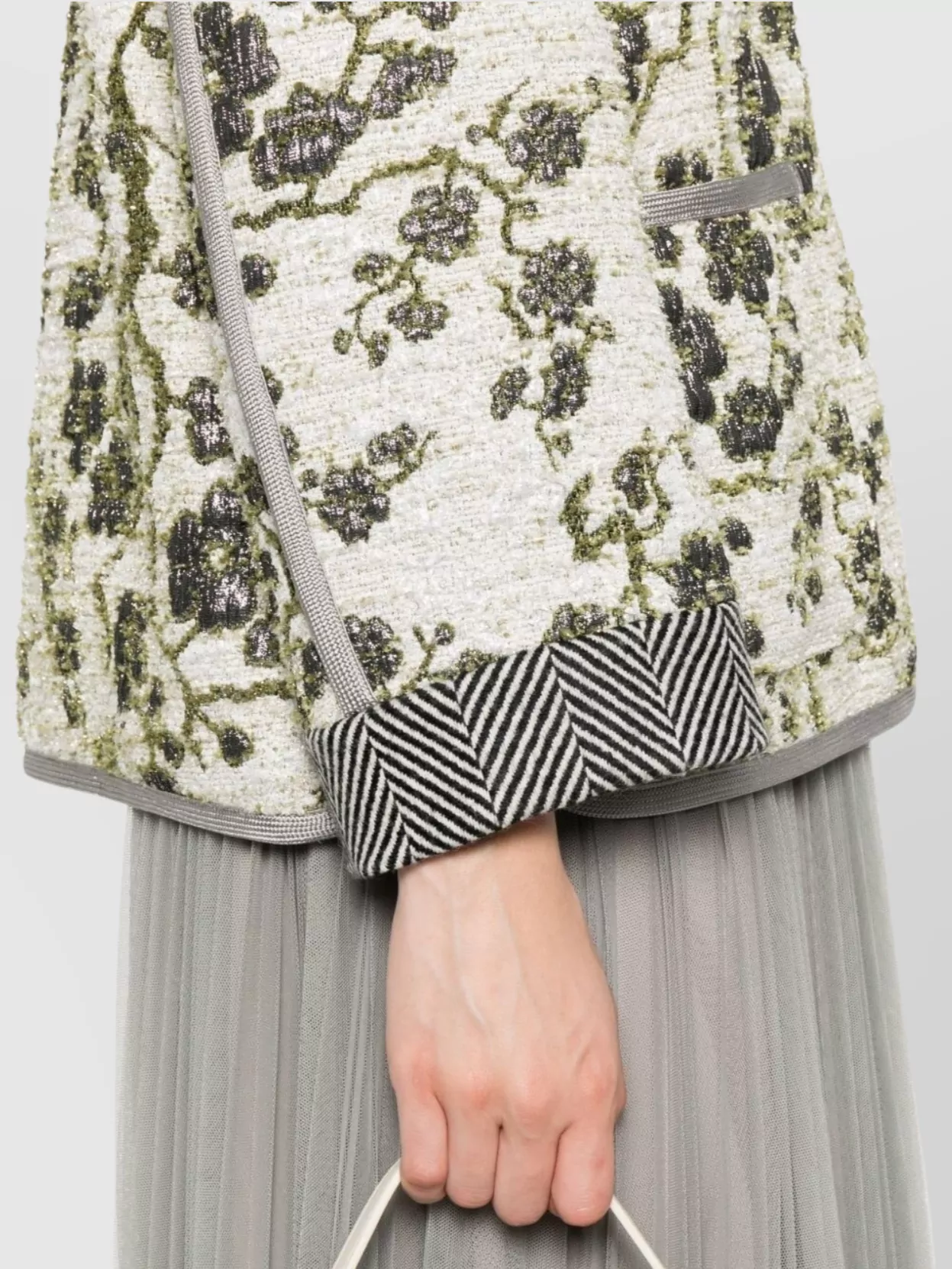 Forte Forte Textured Floral Blazer Contrast Trim
