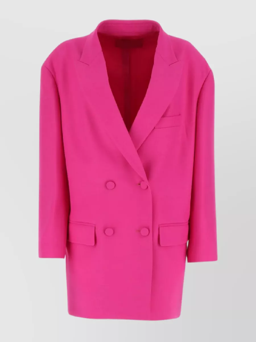 Shop Valentino Oversized Wool Blend Blazer With Peak Lapels In Pink