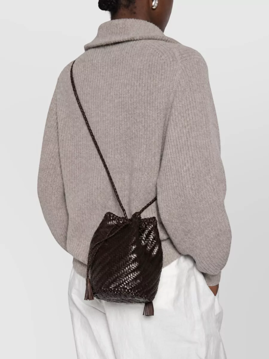 Dragon Diffusion Na Calf Leather Woven Drawstring Bucket Bag