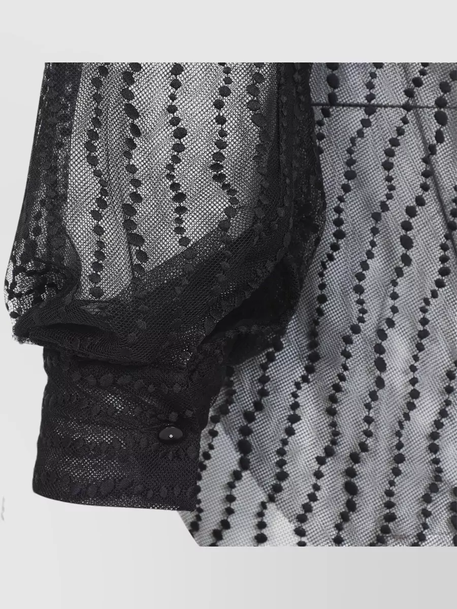 Alberta Ferretti Embellished Tulle Long-Sleeve Blouse