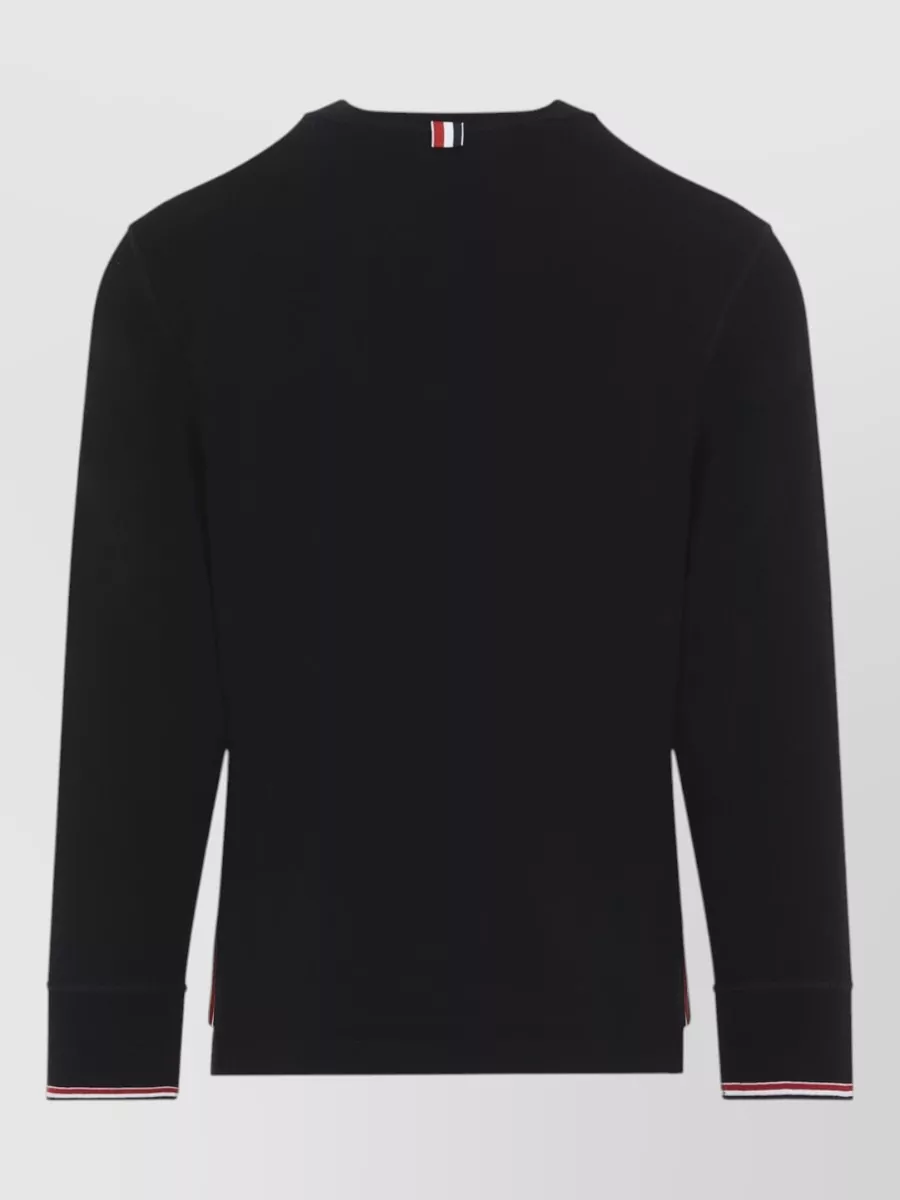 Thom Browne Merino Wool Ribbed Long-Sleeve Henley Shirt