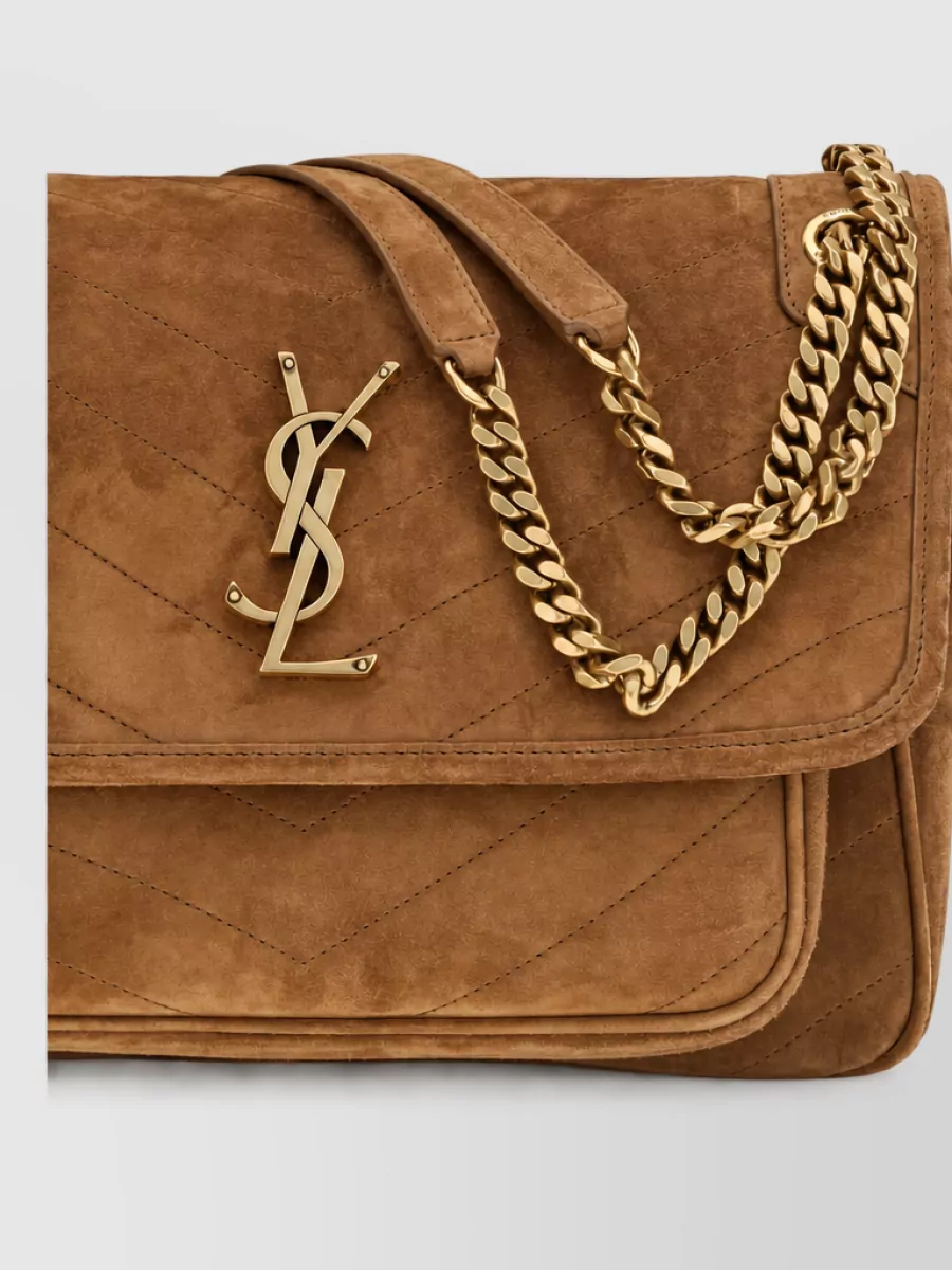 Saint Laurent Na Suede Leather Clutch Bag