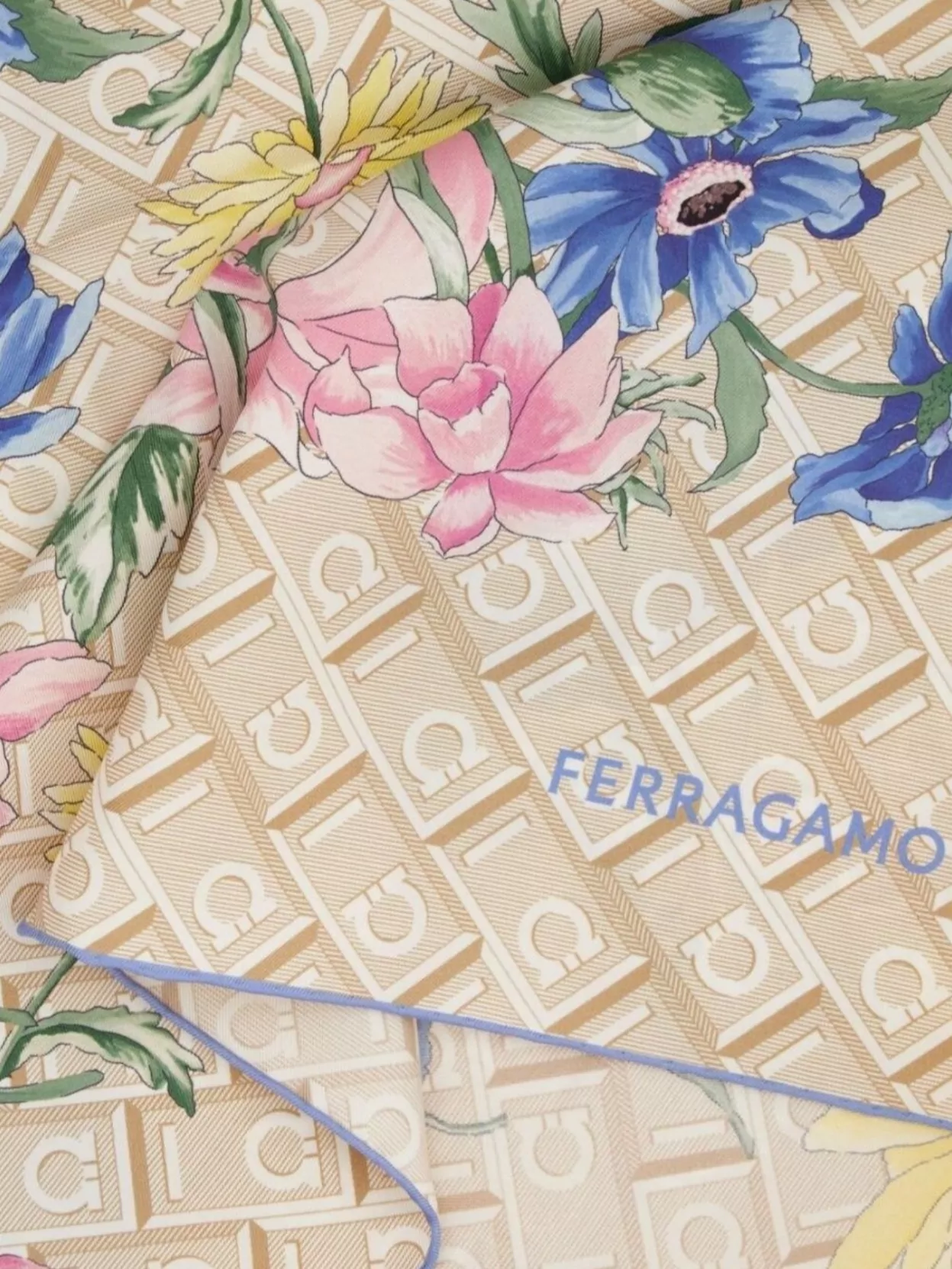 Ferragamo Bouquet Print Silk Foulard