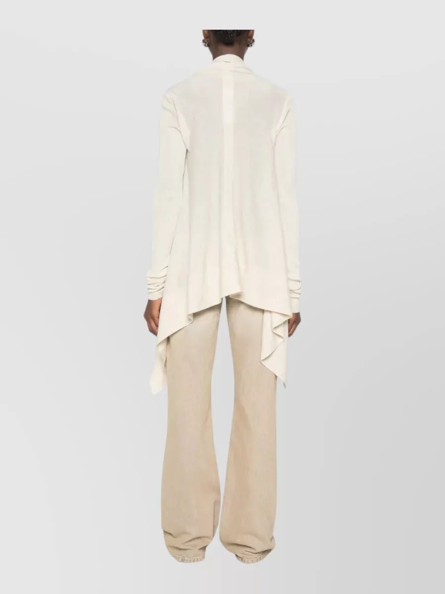 Rick Owens Virgin Wool Ribbed Open Front Cardigan