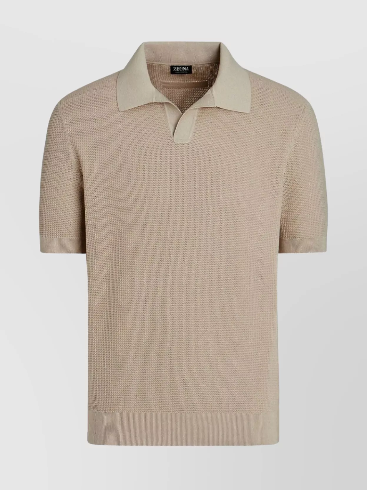 Shop Zegna Knitted Polo With Short Sleeves And Ribbed Trims