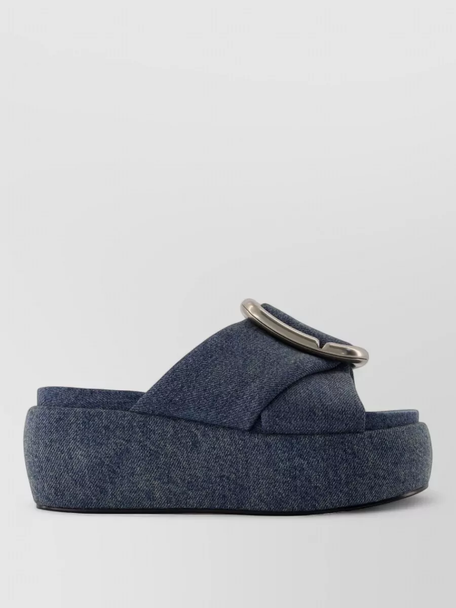 Marc Jacobs Cotton Platform Mules In Blue