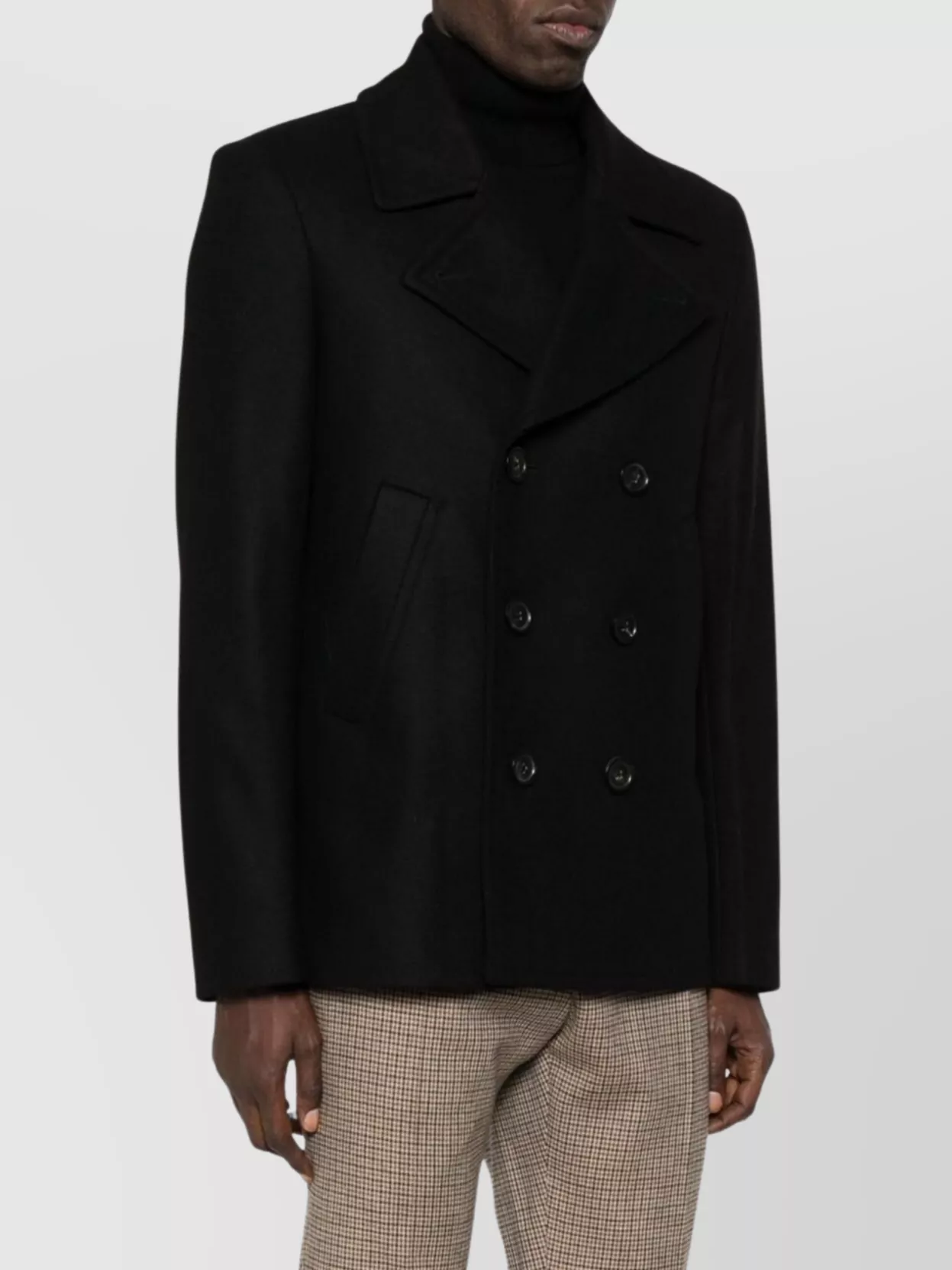 Paul Smith Double-Breasted Long Sleeve Coat Featuring Pockets