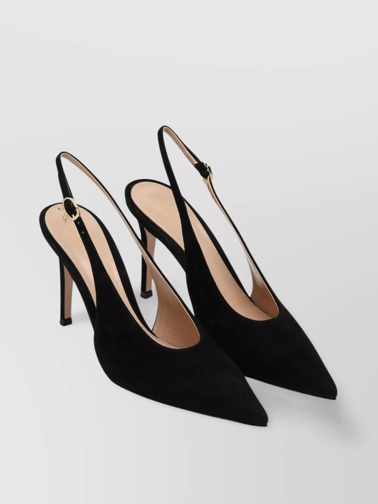 Gianvito Rossi High Suede Slingback With Buckle Detail In Black