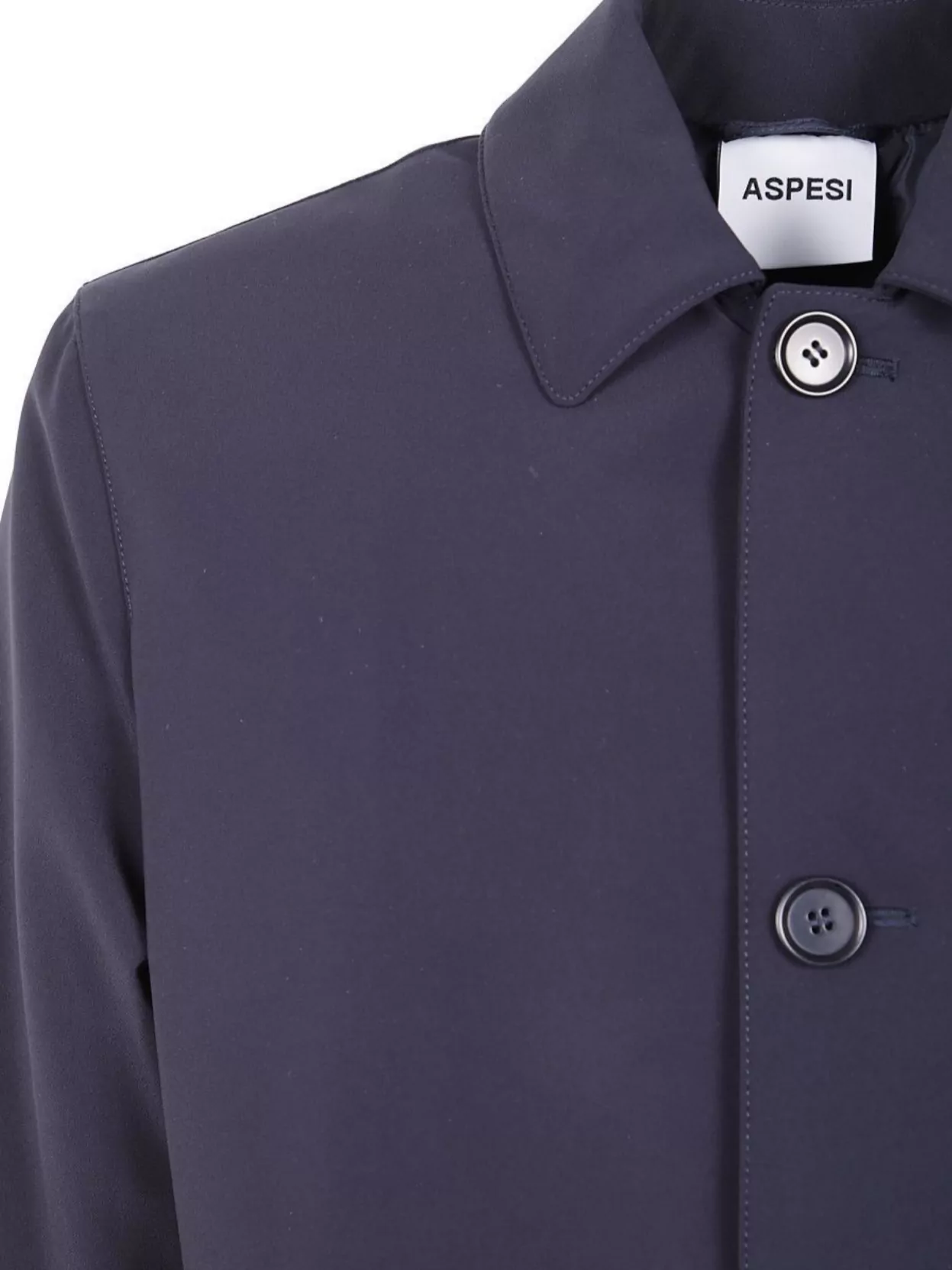 Aspesi Long Sleeve Raincoat Featuring Front Pockets In Blue