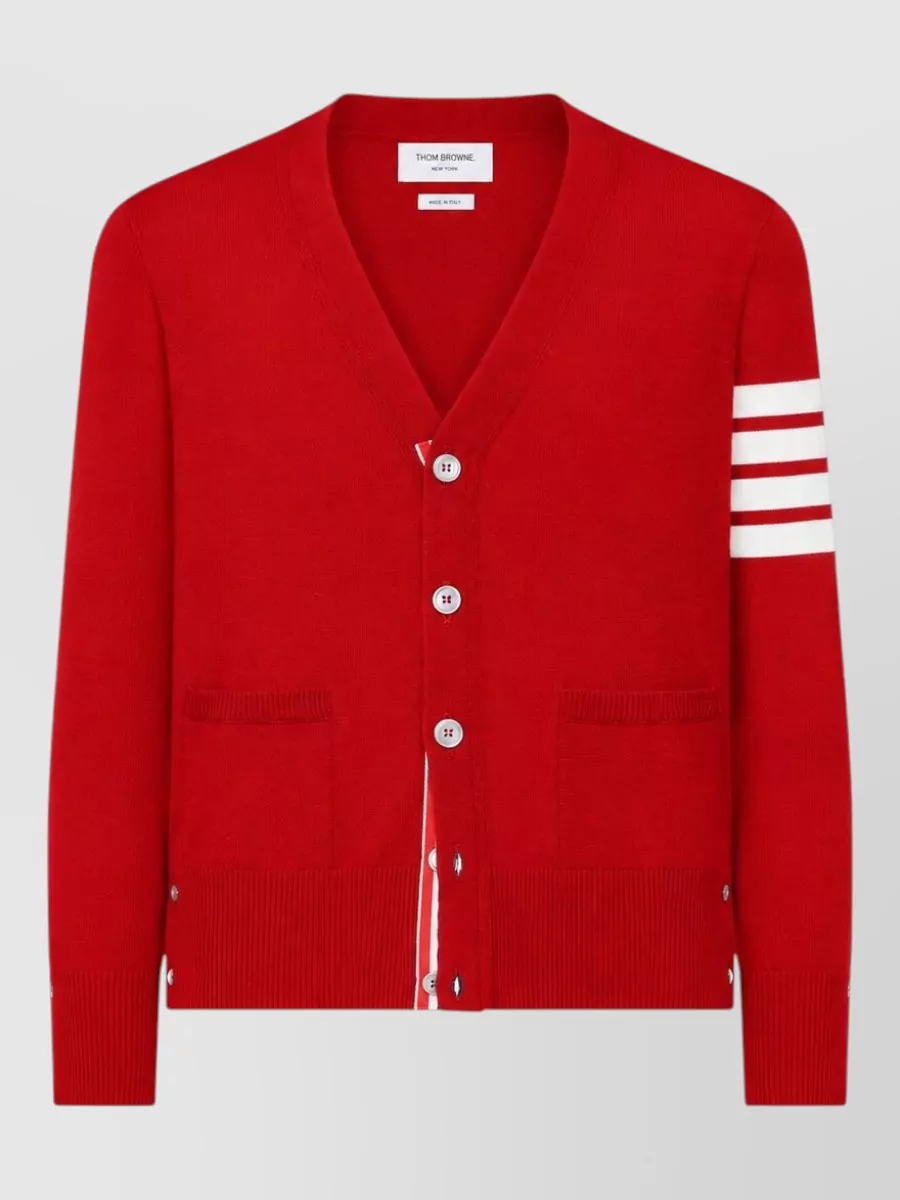 Thom Browne fine-knit virgin wool v-neck cardigan