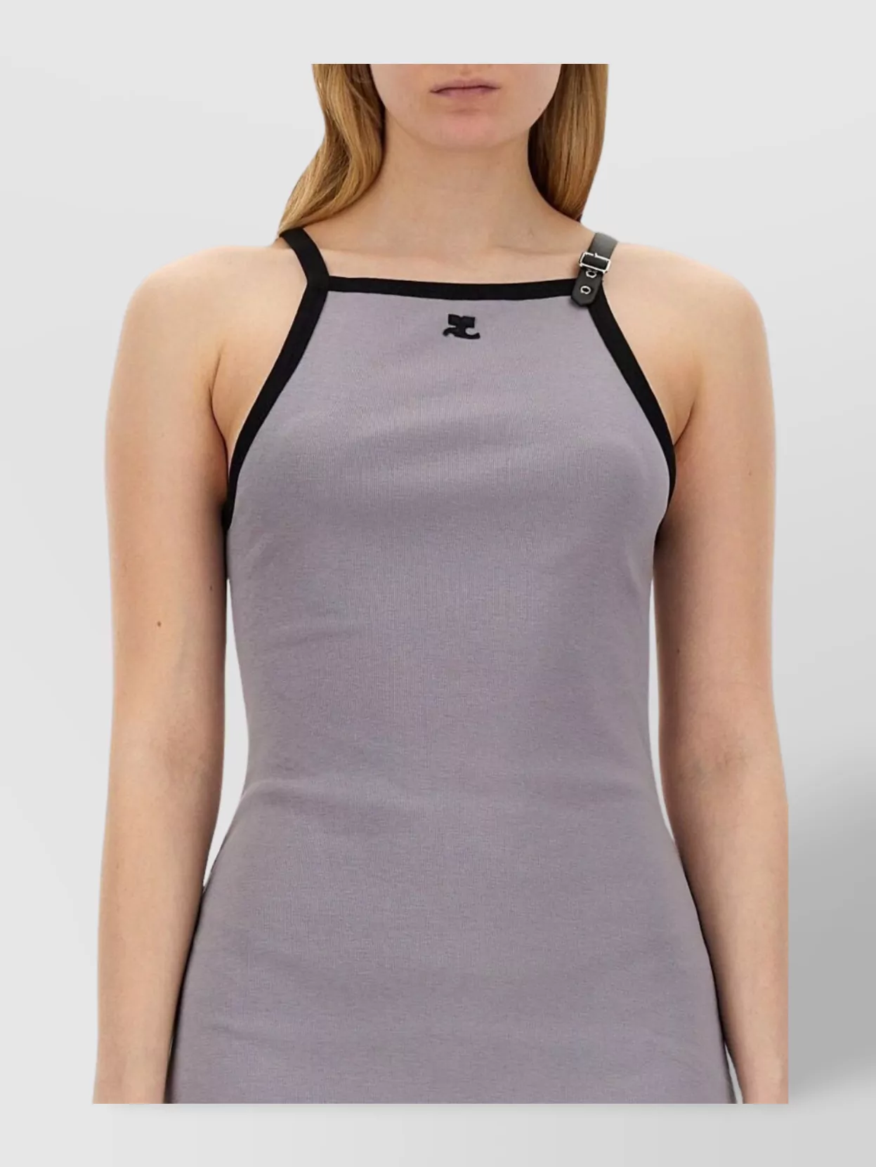 Courrèges Racerback Mini Dress With Contrasting Straps And Logo Detail
