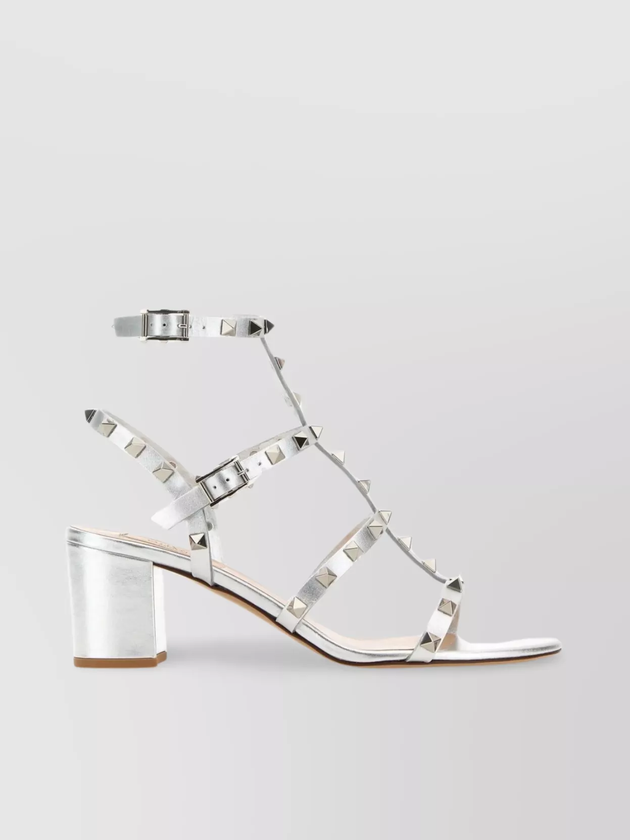 Shop Valentino Strappy Sandals Featuring Metallic Studs In White